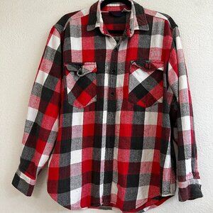 Dakota Mens Red Black Buffalo Plaid Flannel Shirt Cotton Workwear Large